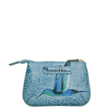 Load image into Gallery viewer, ANUSCHKA 1107 ZIP POUCH TOOLED BIRDS SKY