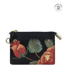 Load image into Gallery viewer, ANUSCHKA 1183 CARD CASE TOOLED ROSE BLACK MULTI