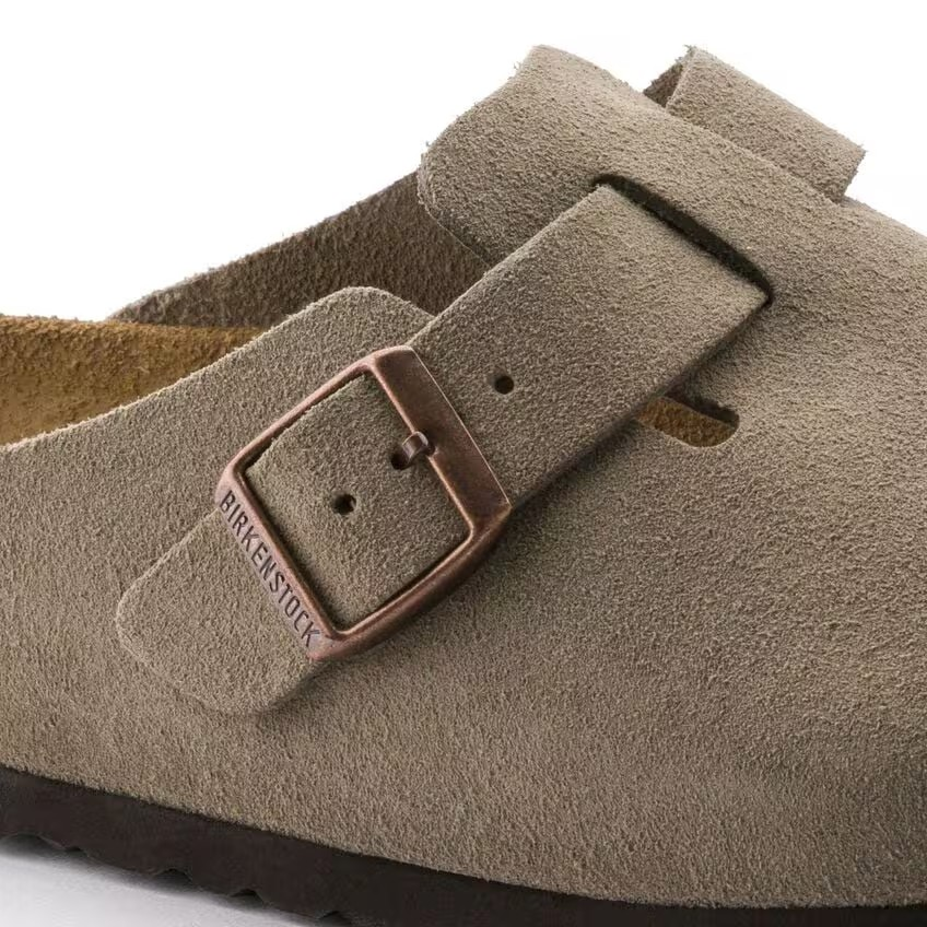 BIRKENSTOCK BOSTON TAUPE SUEDE LEATHER – The Shoe Mill