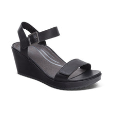 Load image into Gallery viewer, Andrea Black Leather Sandal Aetrex
