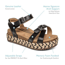 Load image into Gallery viewer, AETREX PAULA PLATFORM WEDGE SANDAL BLACK