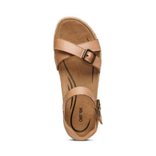 Load image into Gallery viewer, AETREX PAULA PLATFORM WEDGE SANDAL CAMEL