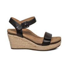 Load image into Gallery viewer, AETREX SYDNEY ESPADRILLE WEDGE BLACK LEATHER