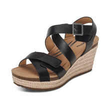 Load image into Gallery viewer, AETREX ANNA WEDGE SANDAL BLACK
