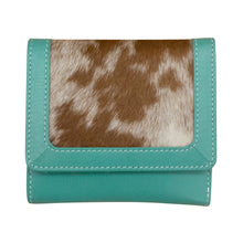 Load image into Gallery viewer, ILI NEWYORK HAIRCALF TRIFOLD WALLET TURQUOISE
