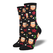Load image into Gallery viewer, SOCKSMITH WOMENS NIGHT OWL BLACK