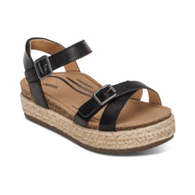 Load image into Gallery viewer, Paula Black Leather Sandal Aetrex