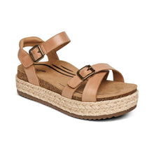 Load image into Gallery viewer, Paula Camel Leather Sandal Aetrex