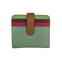 Load image into Gallery viewer, ILI NEW YORK 7301 BI-FOLD LEATHER CREDIT CARD WALLET SAGE MULTI