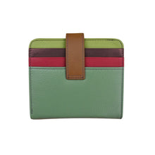Load image into Gallery viewer, ILI NEW YORK 7301 BI-FOLD LEATHER CREDIT CARD WALLET SAGE MULTI