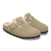BIRKENSTOCK BOSTON SHEARLING TAUPE SUEDE