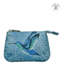 Load image into Gallery viewer, ANUSHKA 1107 MEDIUM ZIP POUCH TOOLED BIRDS SKY
