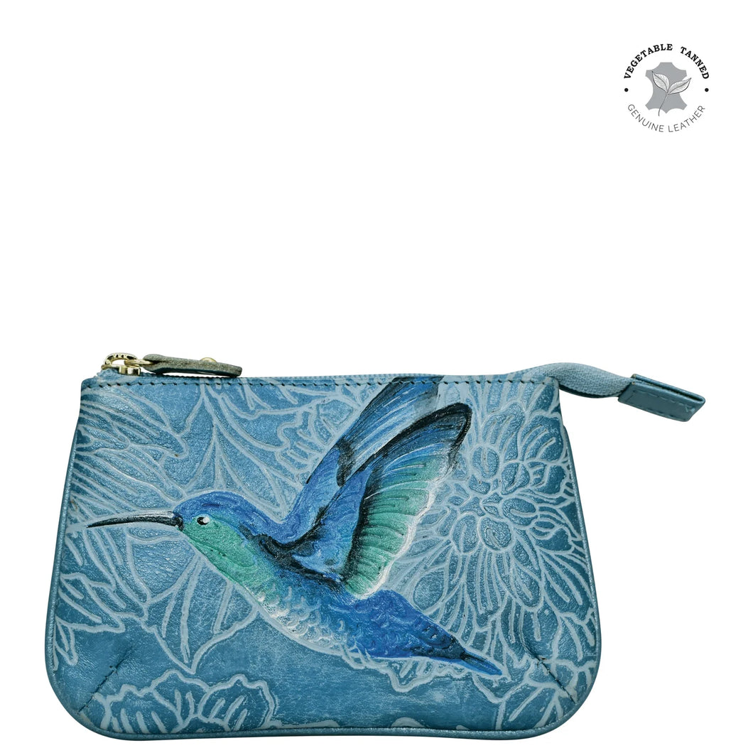 ANUSCHKA 1107 ZIP POUCH TOOLED BIRDS SKY