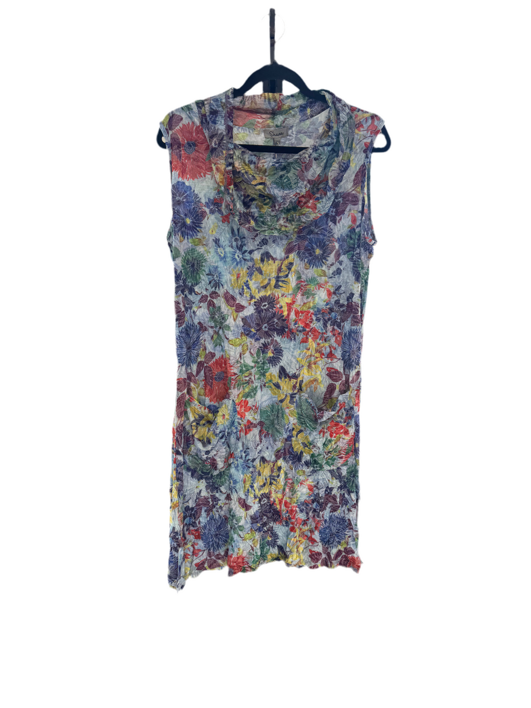SHANA APPAREL 25013 SLEEVELESS DRESS BLUE