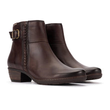 Load image into Gallery viewer, PIKOLINO W7P-8501 ANKLE BOOTS WITH DECORATIVE BUCKLE CAOBA BROWN
