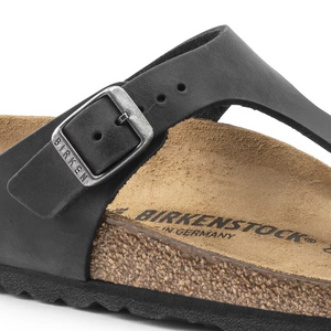 BIRKENSTOCK GIZEH BLACK OILED LEATHER