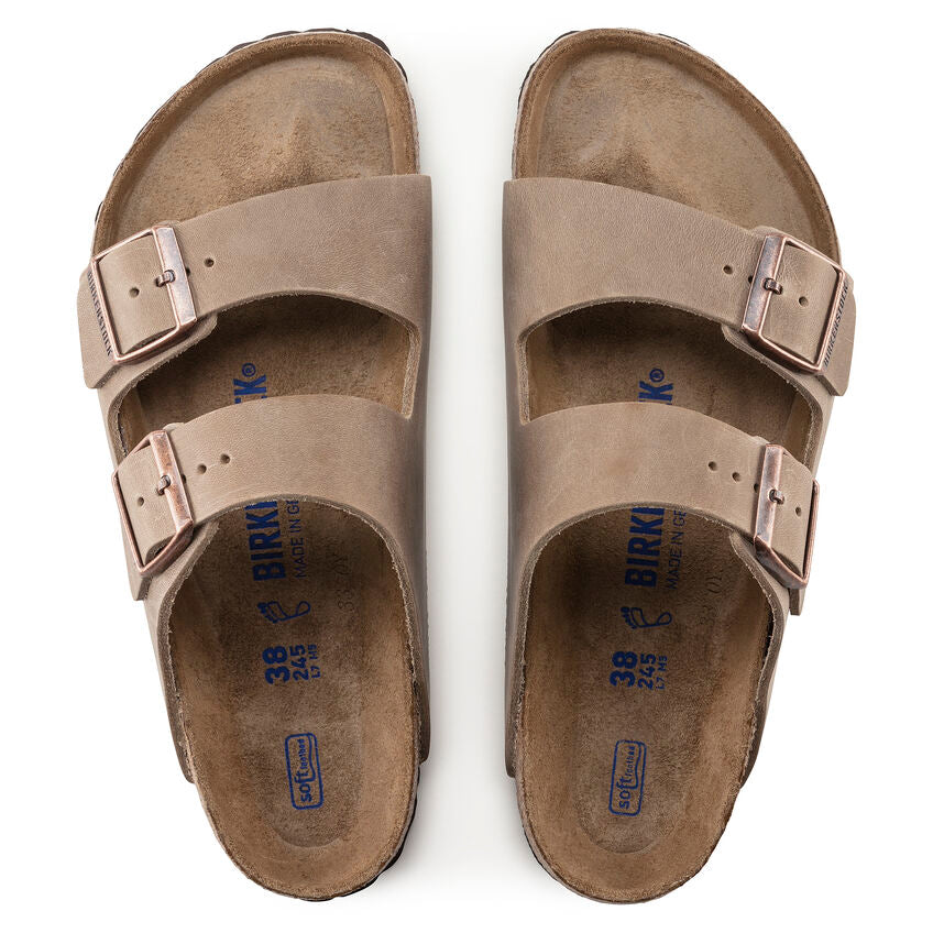 arizona tobacco oiled leather Birkenstock lined contoured footbed gently molds to the unique shape of your foot Birkenstock Arizona Soft Footbed Tobacco