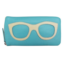 Load image into Gallery viewer, ILI NEW YORK LEATHER EYEGLASS CASE AEGEAN BLUE/BONE

