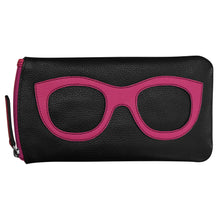 Load image into Gallery viewer, ILI NEW YORK LEATHER EYEGLASS CASE BLACK/INDIAN PINK
