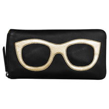 Load image into Gallery viewer, ILI NEW YORK LEATHER EYEGLASS CASE BLACK/LIGHT GOLD
