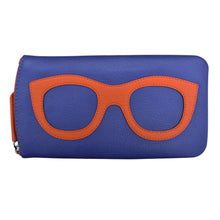 Load image into Gallery viewer, ILI NEW YORK LEATHER EYEGLASS CASE COBALT/ORANGE
