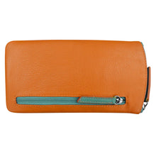 Load image into Gallery viewer, ILI NEW YORK LEATHER EYEGLASS CASE PAPAYA/TURQUOISE

