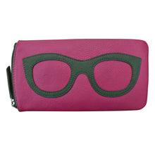 Load image into Gallery viewer, ILI NEW YORK LEATHER EYEGLASS CASE ORCHID/HUNTER GREEN
