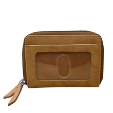 Load image into Gallery viewer, ILI NEW YORK 6714 DOUBLE ZIP CARD HOLDER ANTIQUE SADDLE
