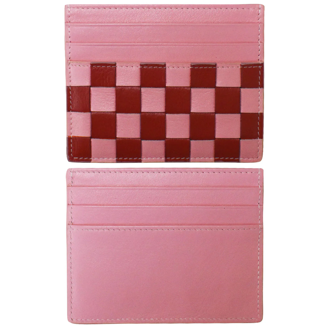 ILI NEW YORK LEATHER CARD CASE 7101 FLAMINGO PINK/RED