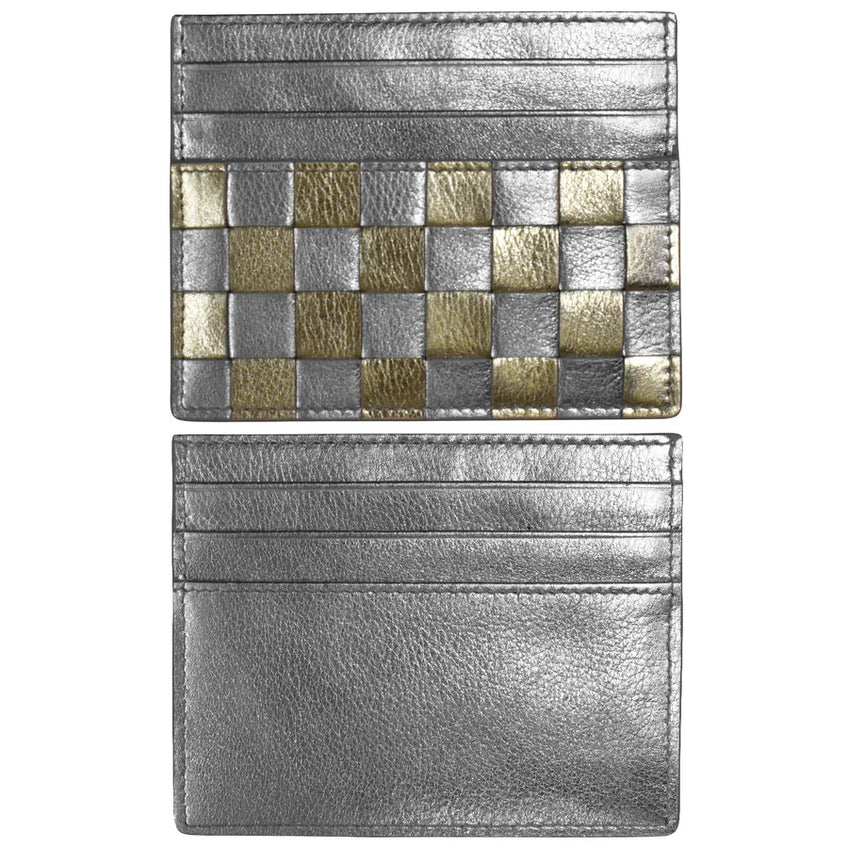 ILI NEW YORK LEATHER CARD CASE 7101 SILVER/GOLD