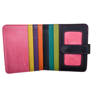 ILI NEW YORK 7301 BI-FOLD LEATHER CREDIT CARD WALLET BLACK BRIGHTS