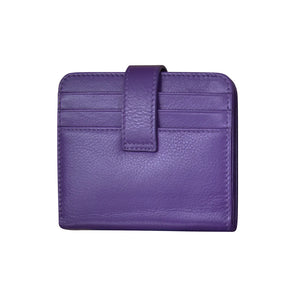 ILI NEW YORK 7301 BI-FOLD LEATHER CREDIT CARD WALLET PURPLE