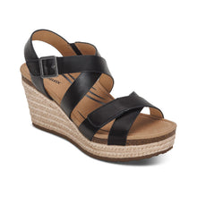 Load image into Gallery viewer, AETREX ANNA WEDGE SANDAL BLACK
