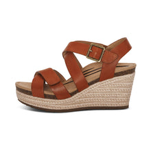 Load image into Gallery viewer, AETREX ANNA WEDGE SANDAL COGNAC
