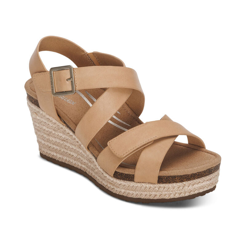 AETREX ANNA WEDGE SANDAL SAND (CLEARANCE FINAL SALE)