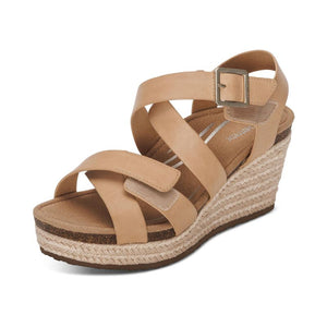 AETREX ANNA WEDGE SANDAL SAND (CLEARANCE FINAL SALE)