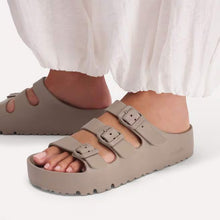 Load image into Gallery viewer, BIRKENSTOCK FLORIDA EVA PLATFORM GRAY TAUPE
