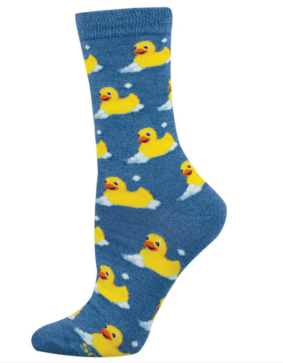 SOCKSMITH WOMENS BUBBLE UP RUBBER DUCK BLUE