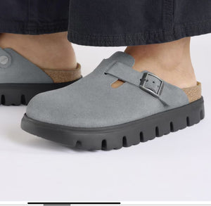 BIRKENSTOCK BOSTON CHUNKY BASALT GREY SUEDE