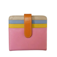 Load image into Gallery viewer, ILI NEW YORK 7301 BI-FOLD LEATHER CREDIT CARD WALLET PINK RAINBOW
