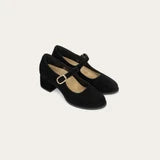 Load image into Gallery viewer, NAOT SIMILE BLOCK HEEL BLACK SUEDE
