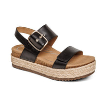 Load image into Gallery viewer, Vania Black Leather Platform Sandal Aetrex
