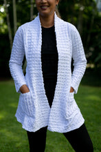 Load image into Gallery viewer, KOMIL COTTON WAFFLE WEAVE LONG JACKET WHITE
