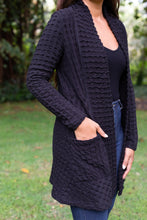 Load image into Gallery viewer, KOMIL COTTON WAFFLE WEAVE LONG JACKET BLACK
