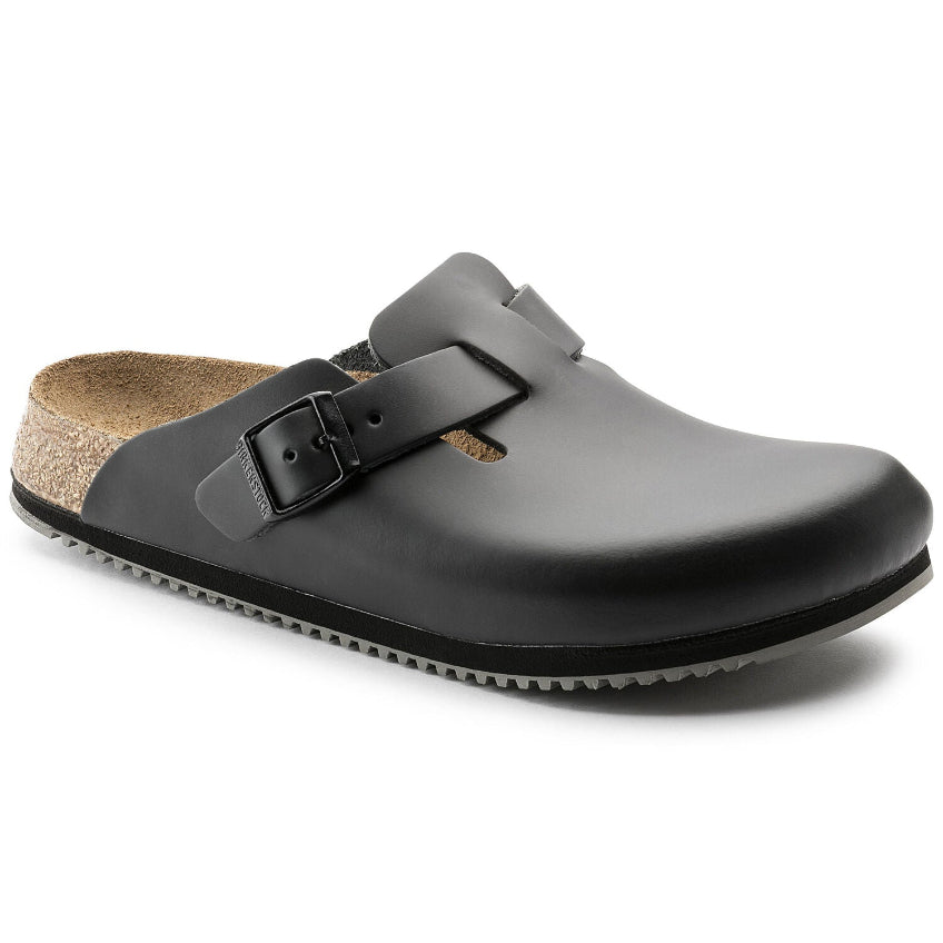 Boston Black Leather Supergrip Birkenstock