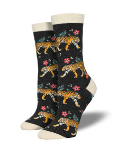 SOCKSMITH TIGER FLORAL CHARCOAL HEATHER